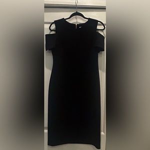 Black Calvin Klein Open Shoulder Cocktail Dress